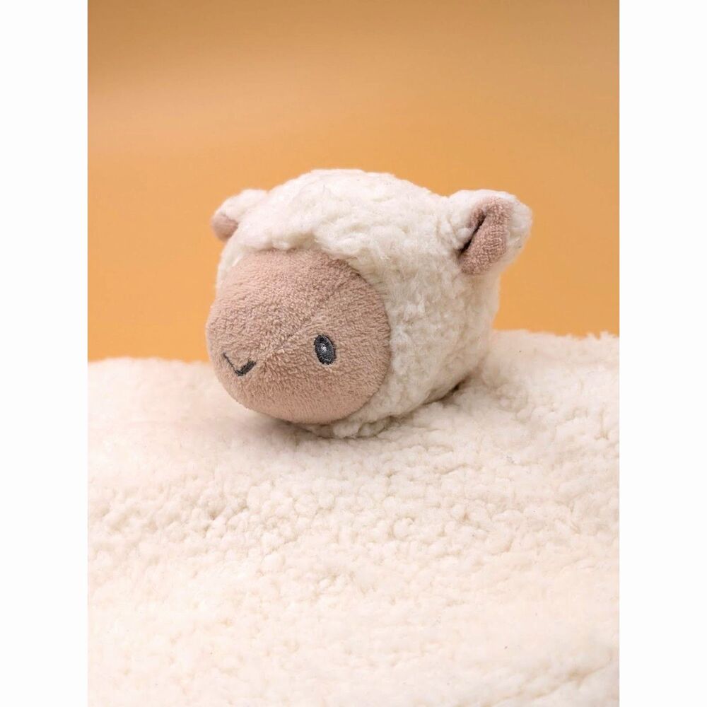 Baby Lamb Lovey Security Blanket White Sherpa Satin Nursery - Picture 3 of 10